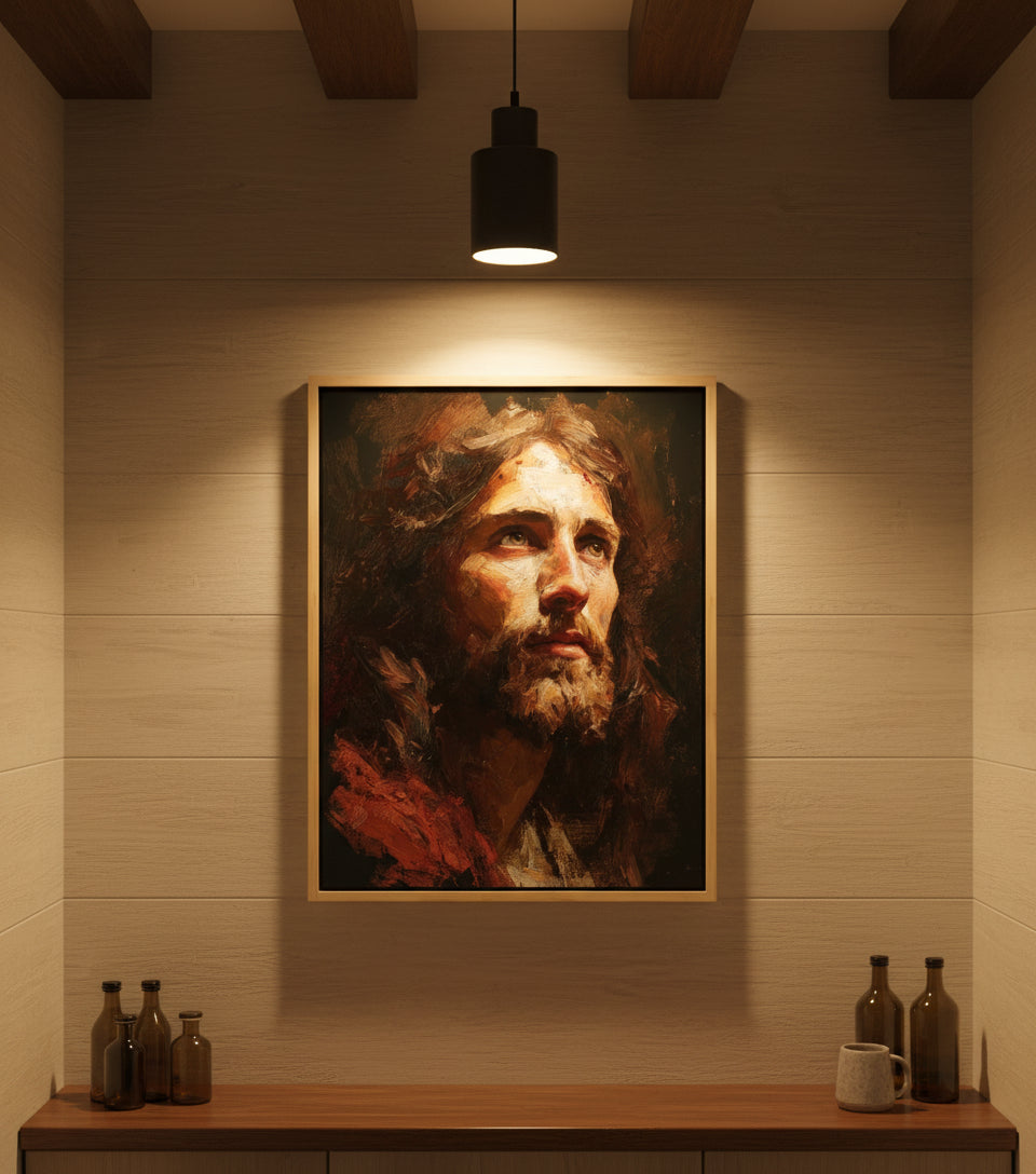 Jesus Looking Toward the Light – Realistic Christian Portrait