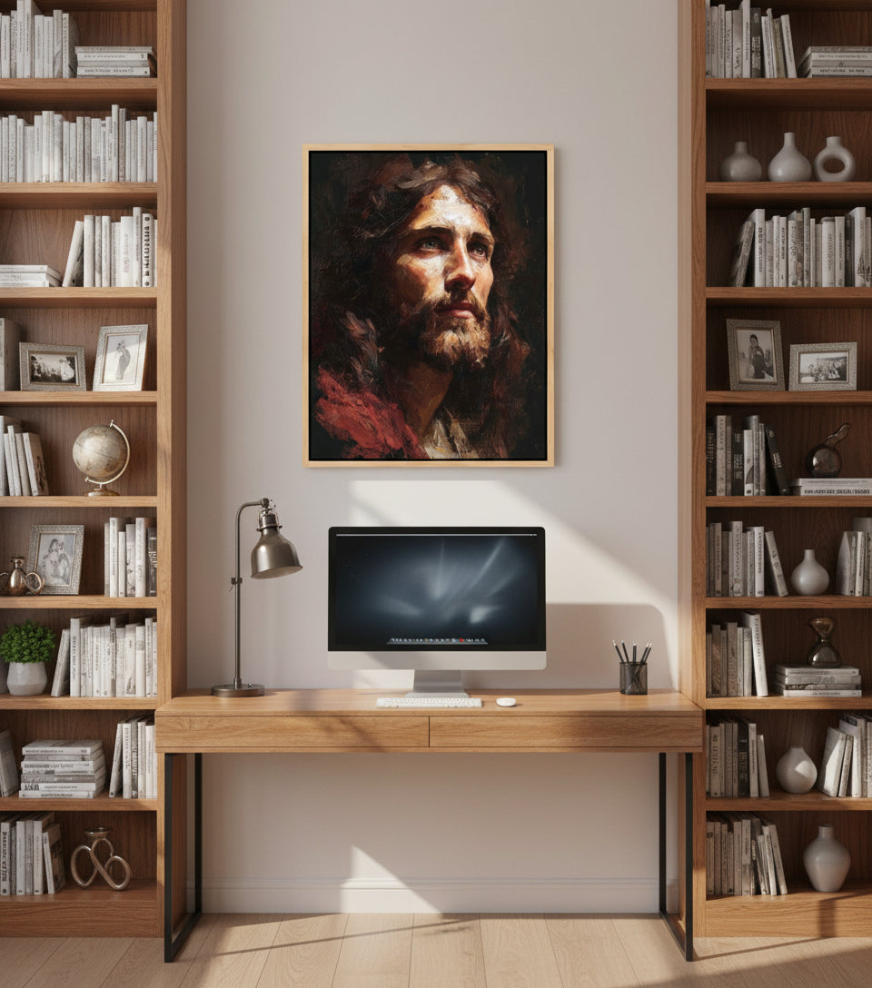 Jesus Looking Toward the Light – Realistic Christian Portrait