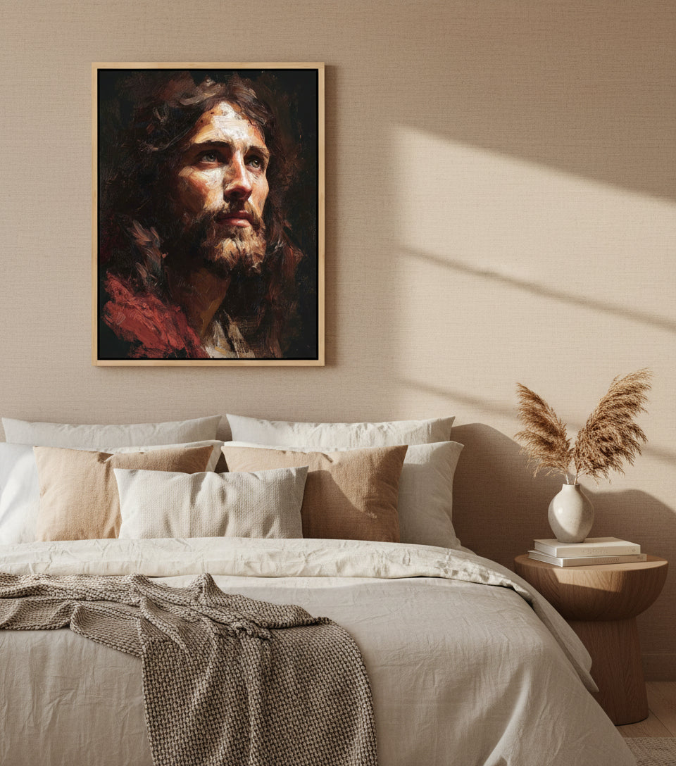 Jesus Looking Toward the Light – Realistic Christian Portrait
