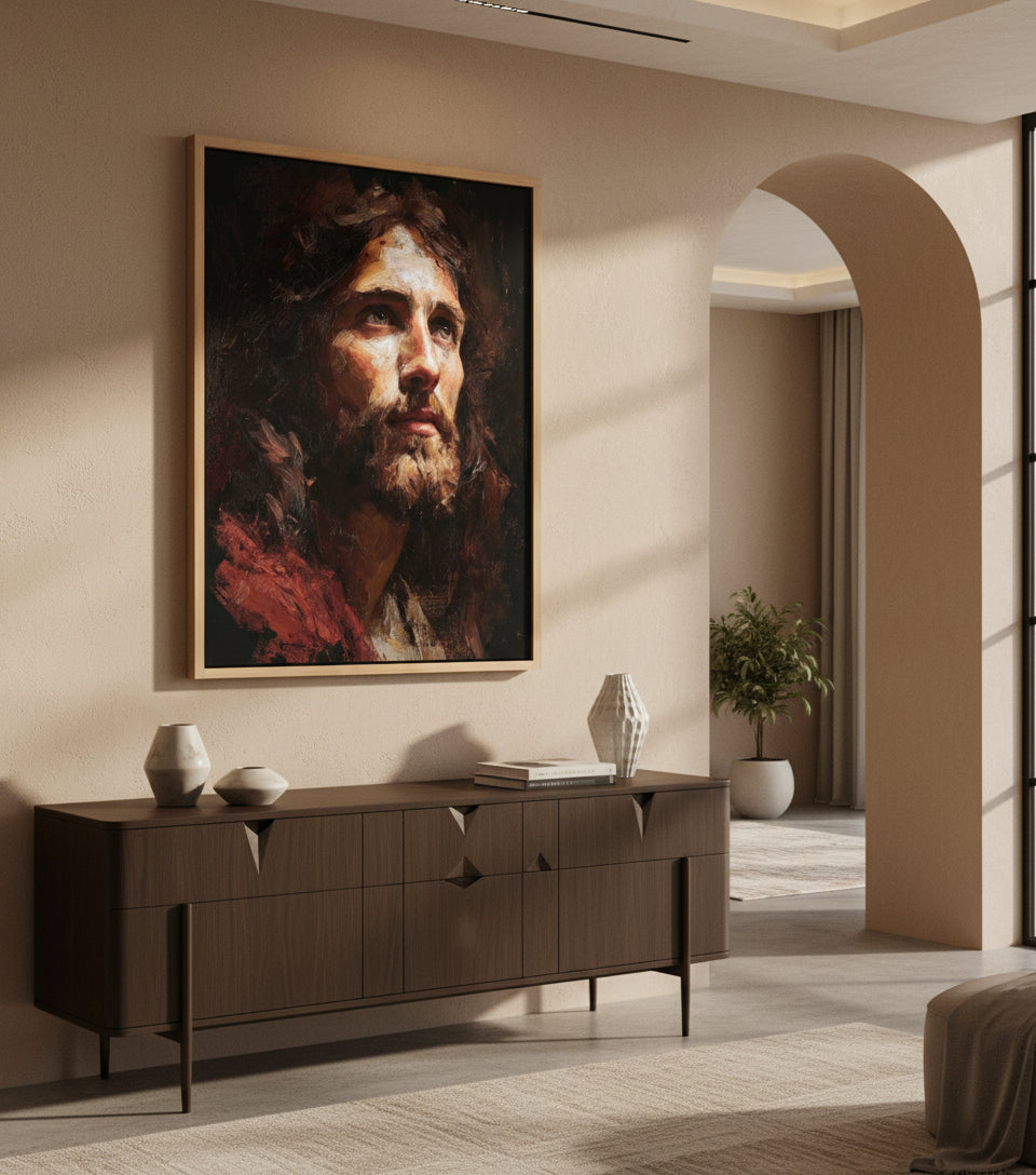 Jesus Looking Toward the Light – Realistic Christian Portrait