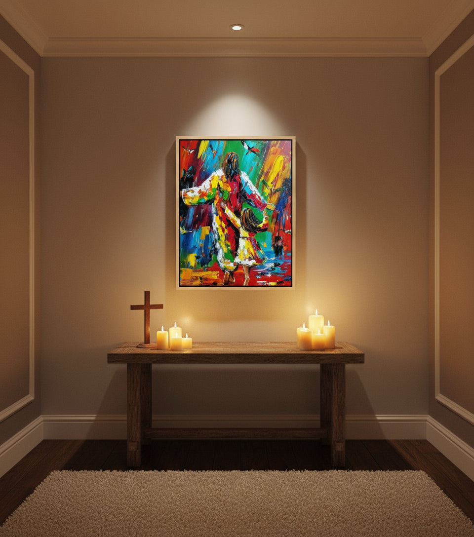 Dance of Joy with Jesus - Colorful Abstract Christian Art