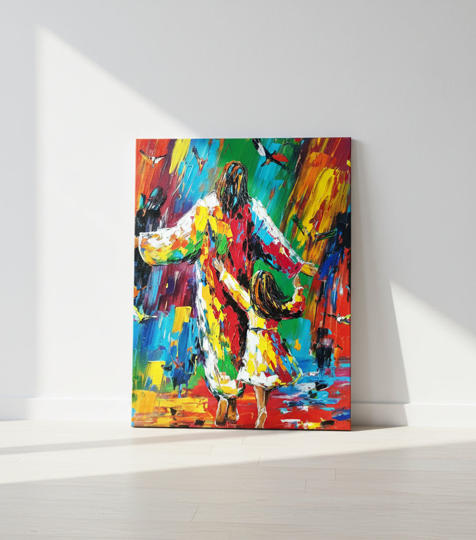 Dance of Joy with Jesus - Colorful Abstract Christian Art