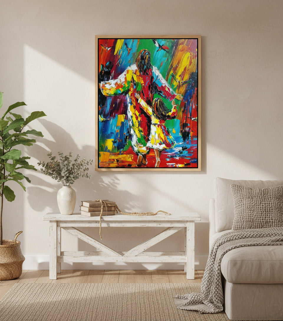 Dance of Joy with Jesus - Colorful Abstract Christian Art