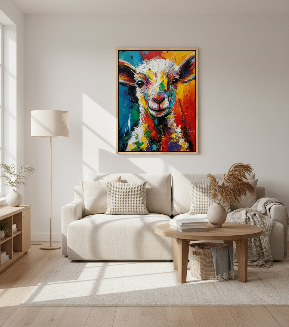 Colorful Lamb Painting – Abstract Christian Wall Art