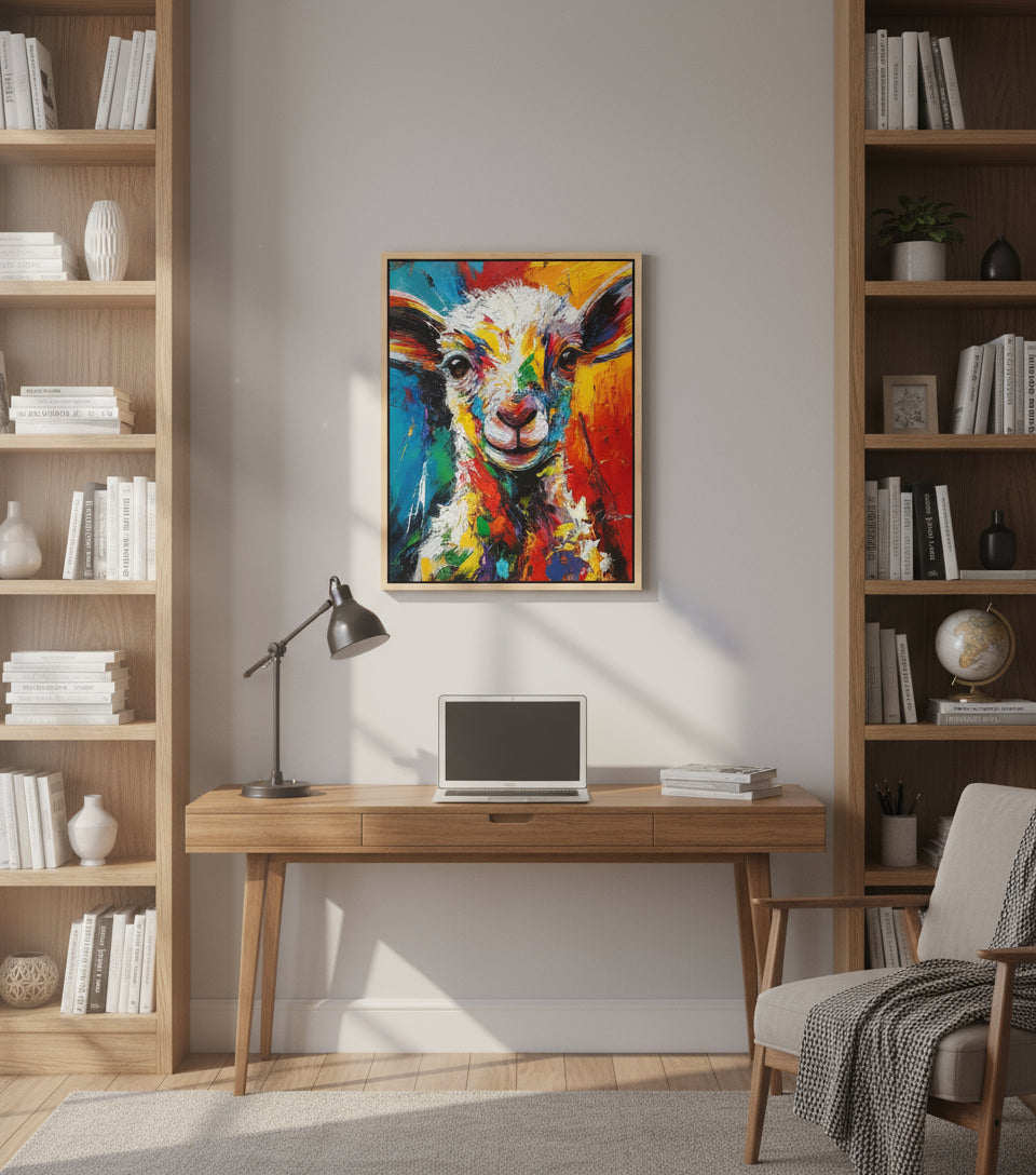 Colorful Lamb Painting – Abstract Christian Wall Art