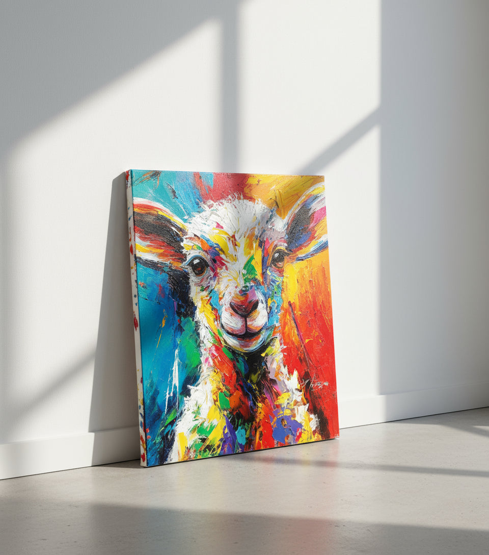 Colorful Lamb Painting – Abstract Christian Wall Art