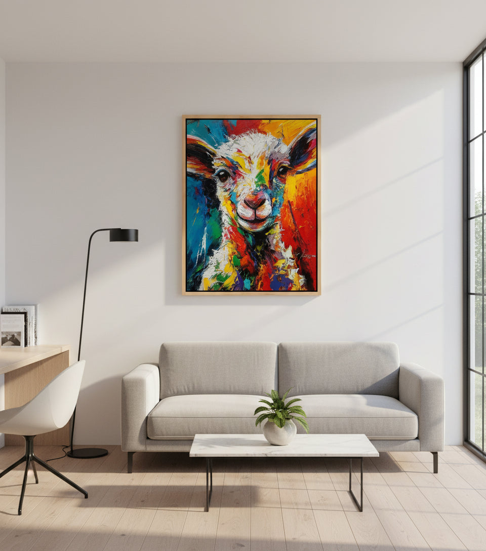 Colorful Lamb Painting – Abstract Christian Wall Art
