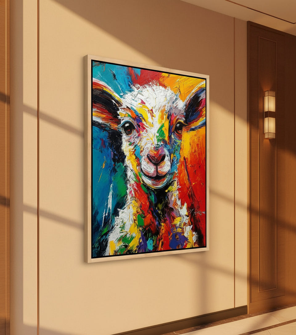 Colorful Lamb Painting – Abstract Christian Wall Art