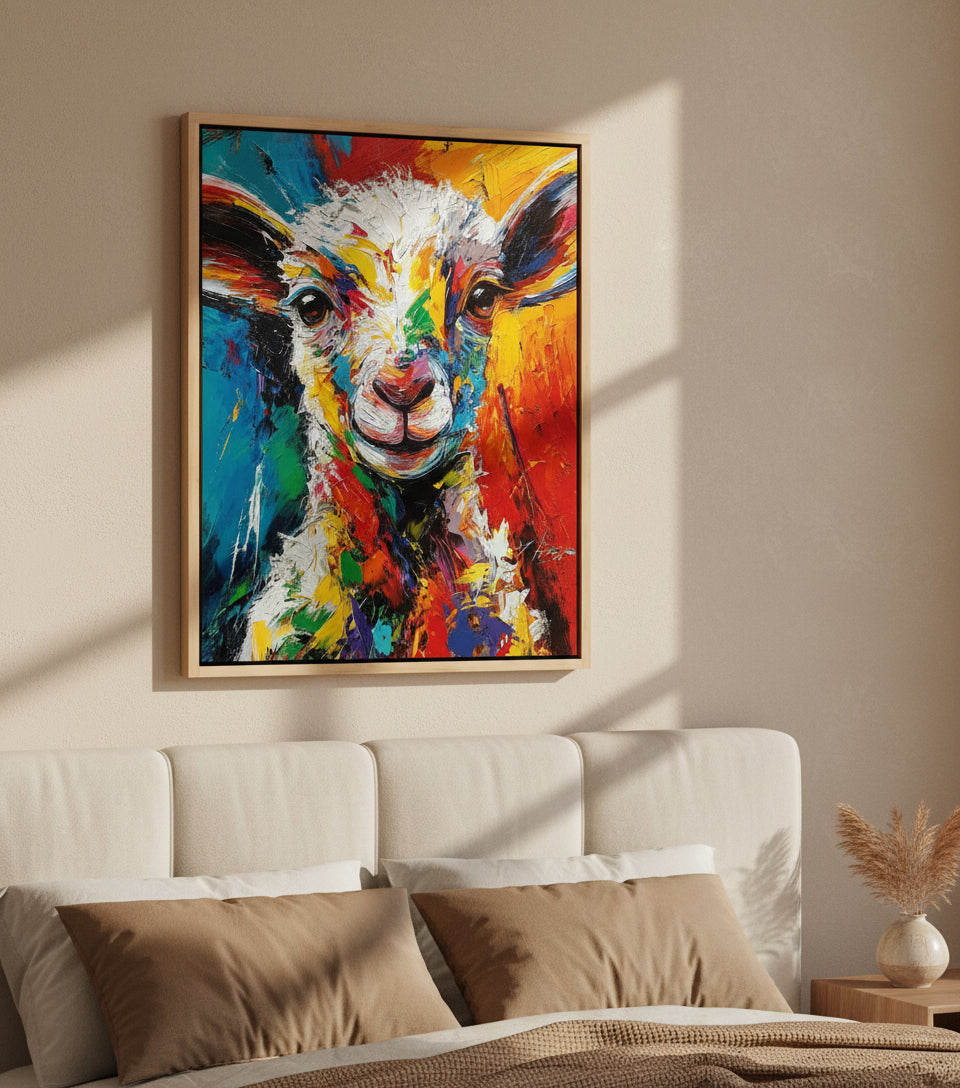 Colorful Lamb Painting – Abstract Christian Wall Art
