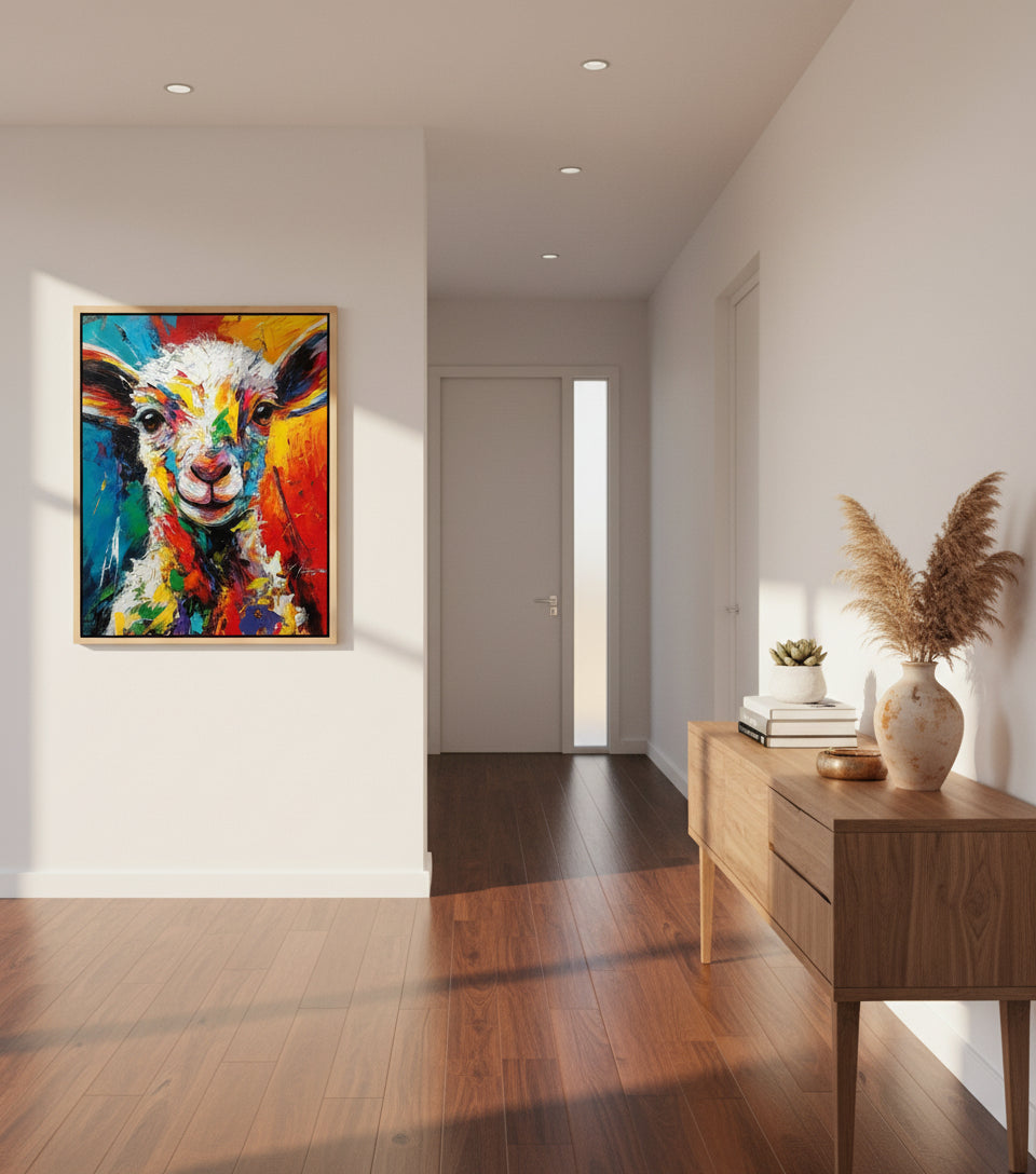Colorful Lamb Painting – Abstract Christian Wall Art