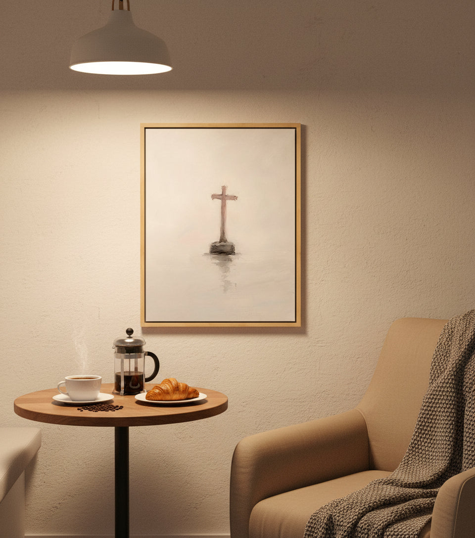 The Cross in Still Waters – Minimalist Christian Wall Art | FaithfulPrints