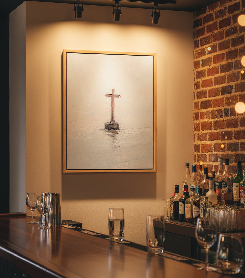 The Cross in Still Waters – Minimalist Christian Wall Art | FaithfulPrints
