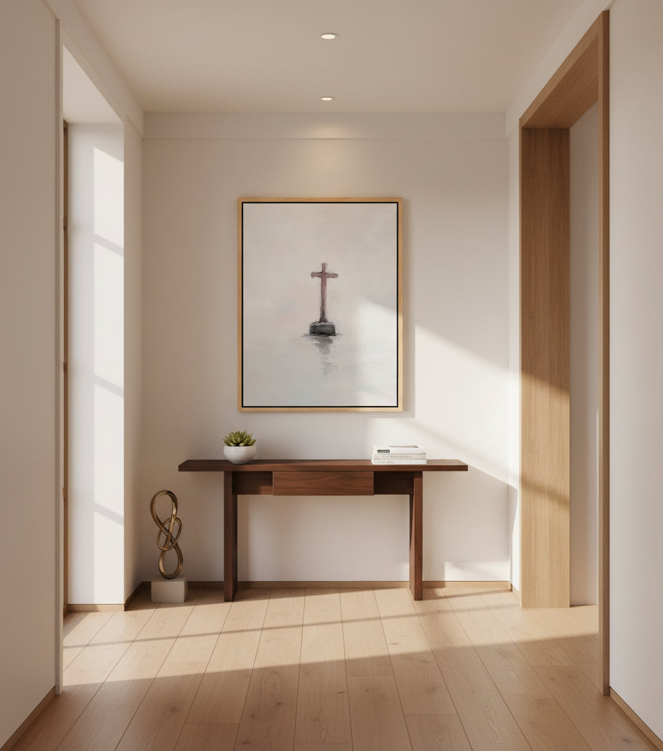 The Cross in Still Waters – Minimalist Christian Wall Art | FaithfulPrints