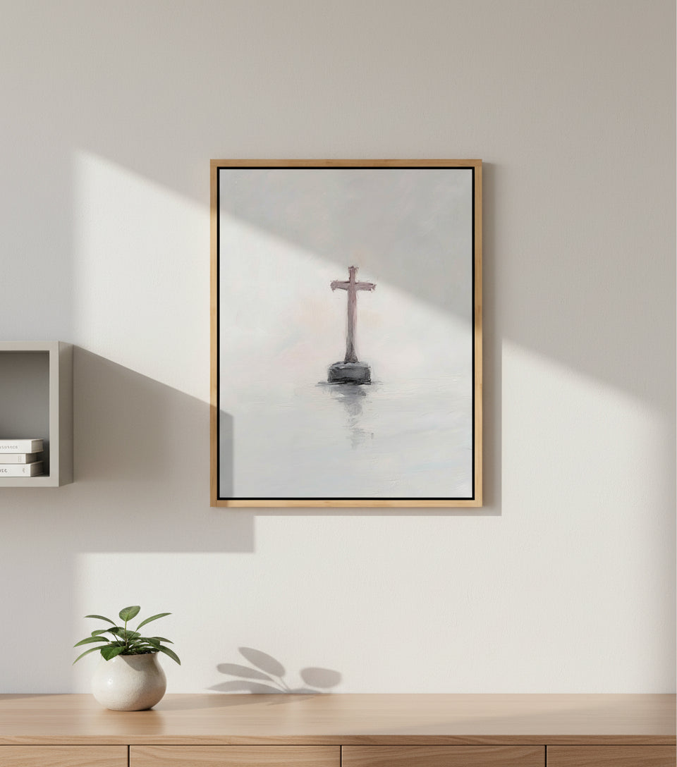 The Cross in Still Waters – Minimalist Christian Wall Art | FaithfulPrints