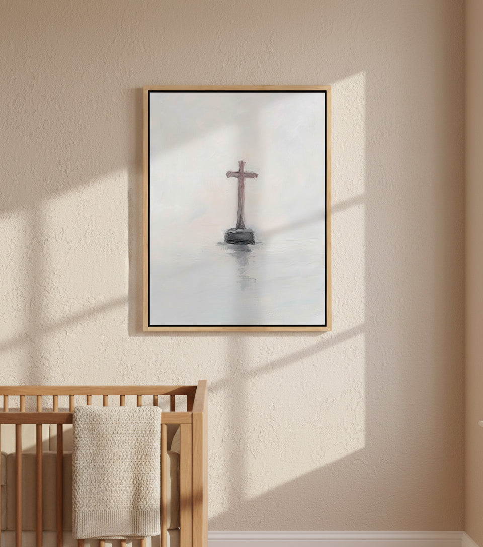 The Cross in Still Waters – Minimalist Christian Wall Art | FaithfulPrints