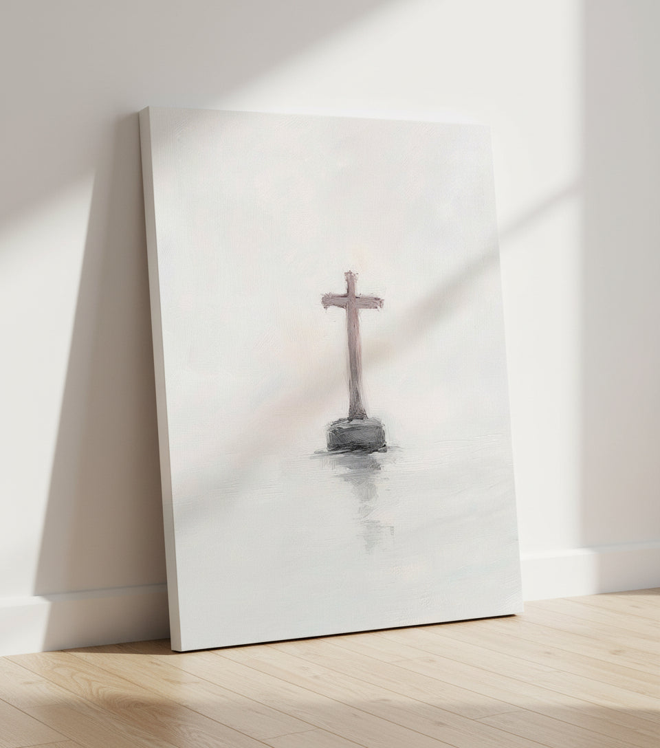 The Cross in Still Waters – Minimalist Christian Wall Art | FaithfulPrints
