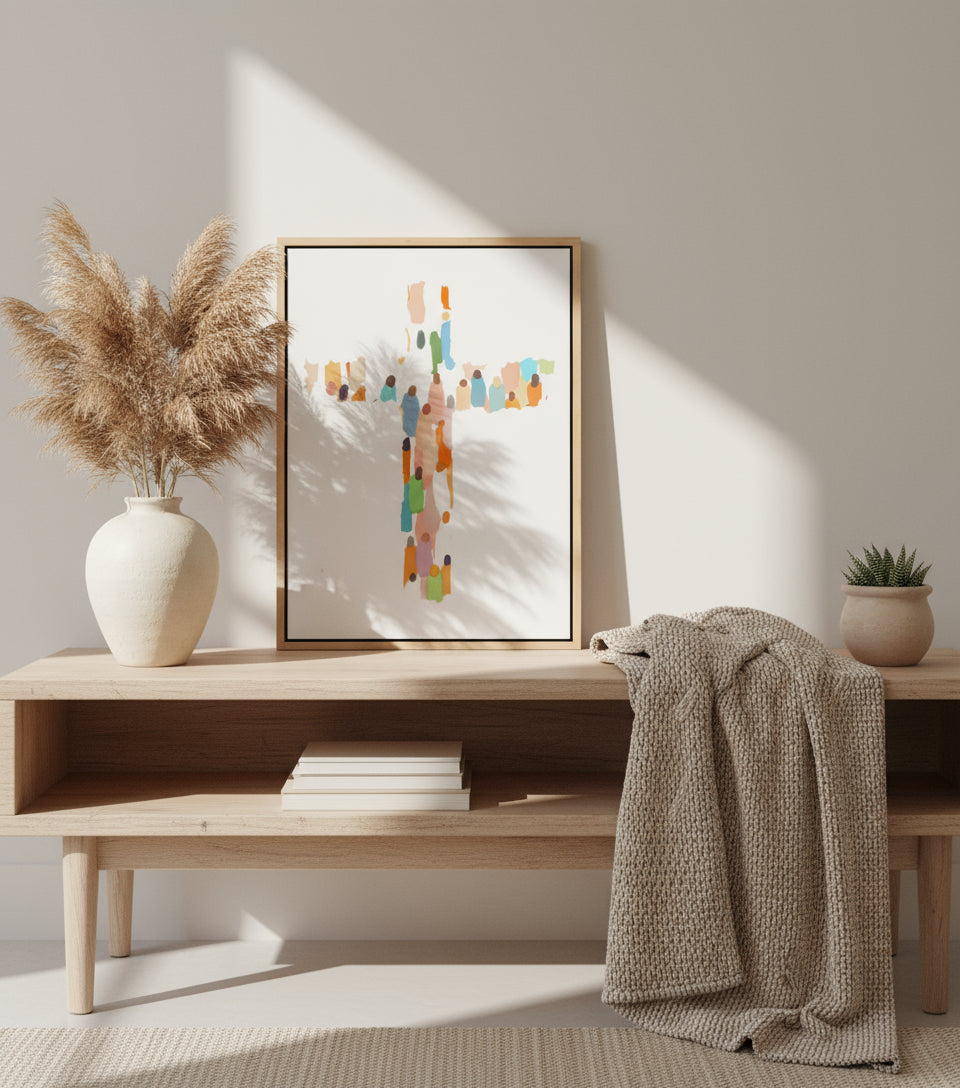 Modern Minimalist Cross – Contemporary Faith Canvas Wall Art | FaithfulPrints