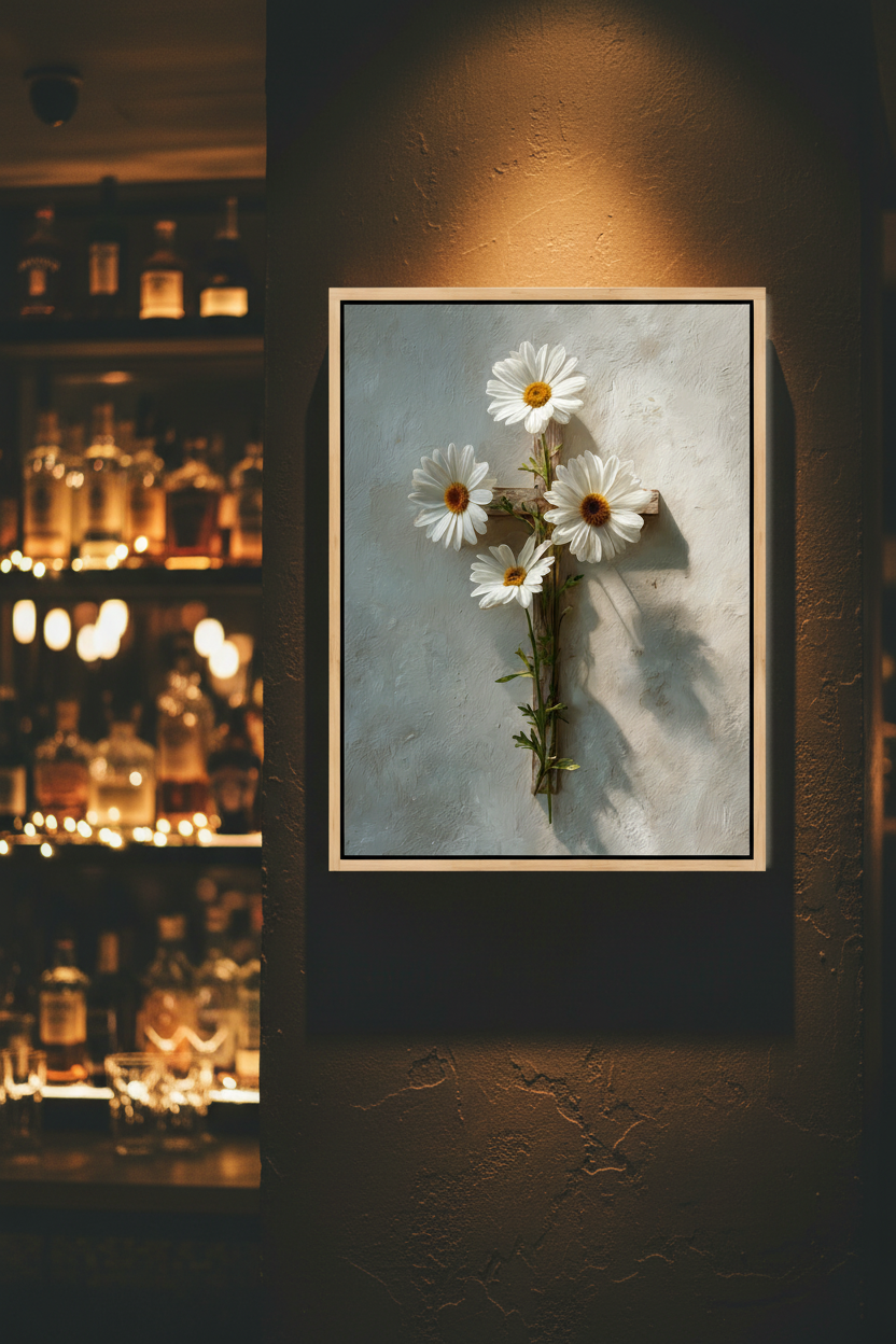 Grace in Bloom – Floral Cross Christian Canvas Wall Art