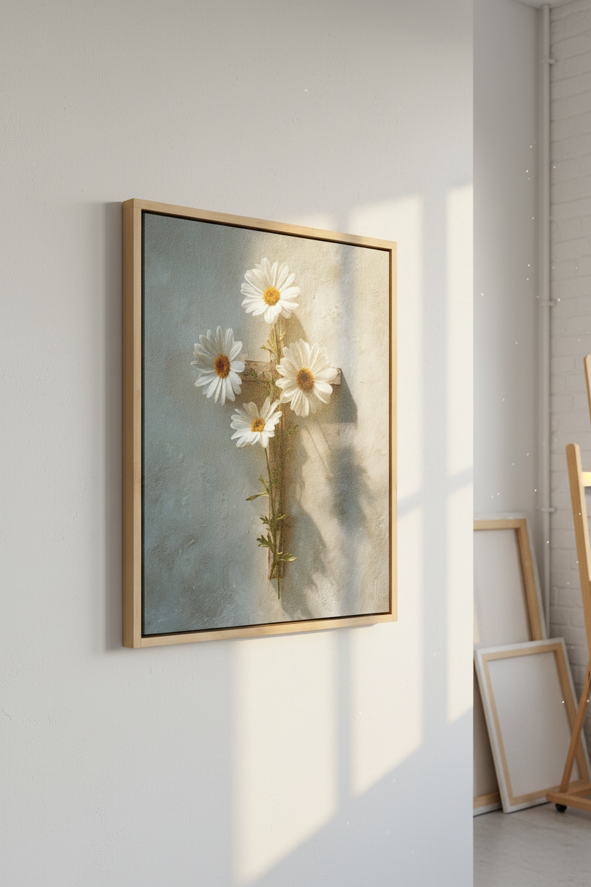 Grace in Bloom – Floral Cross Christian Canvas Wall Art