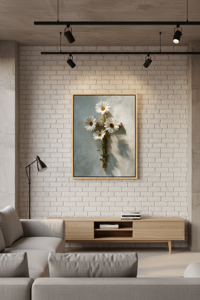 Grace in Bloom – Floral Cross Christian Canvas Wall Art