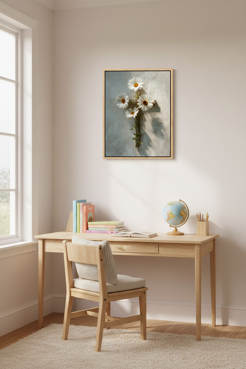 Grace in Bloom – Floral Cross Christian Canvas Wall Art