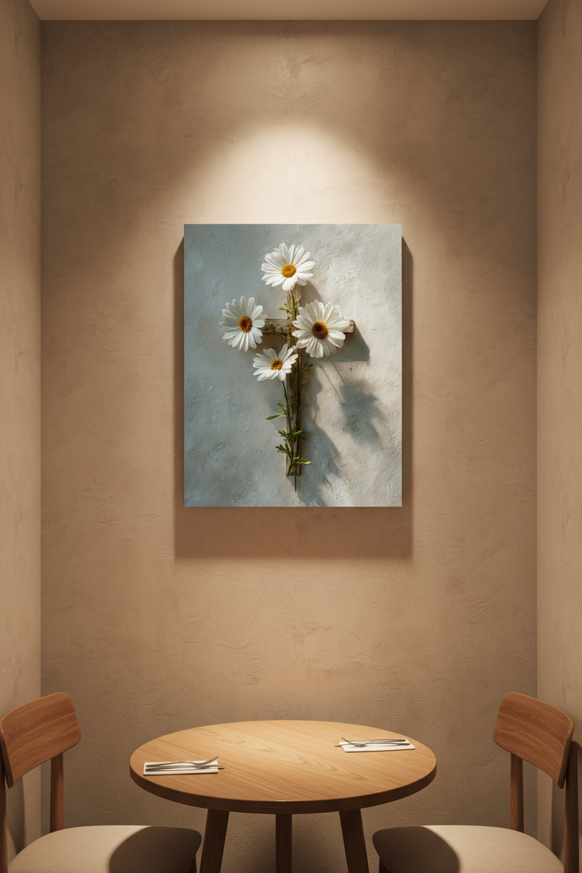Grace in Bloom – Floral Cross Christian Canvas Wall Art