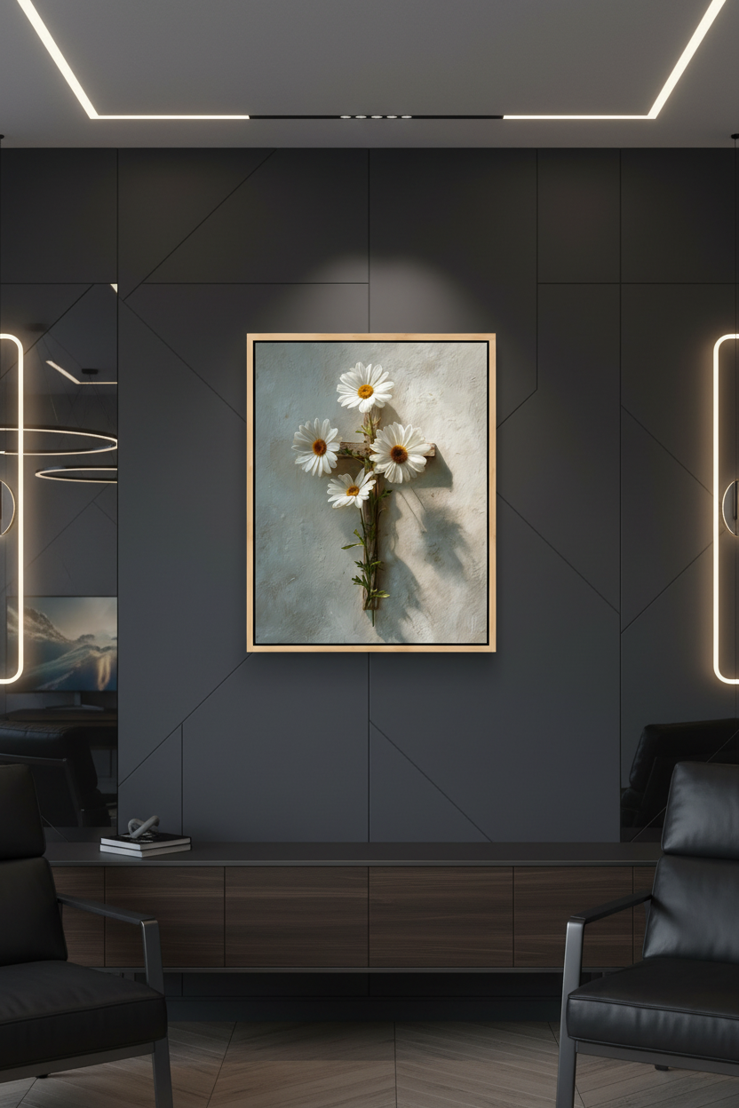Grace in Bloom – Floral Cross Christian Canvas Wall Art