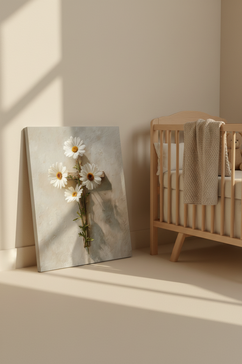 Grace in Bloom – Floral Cross Christian Canvas Wall Art