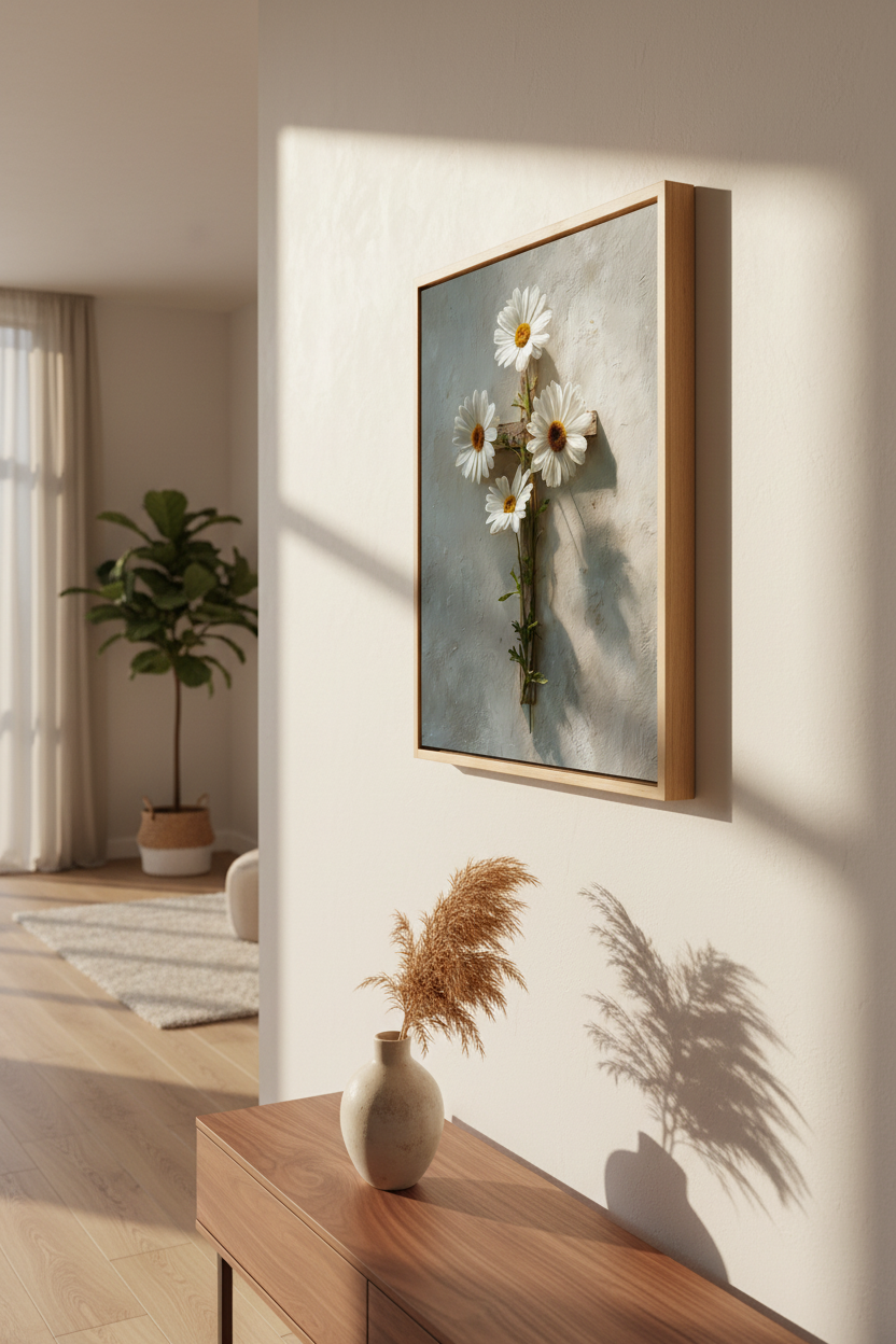 Grace in Bloom – Floral Cross Christian Canvas Wall Art