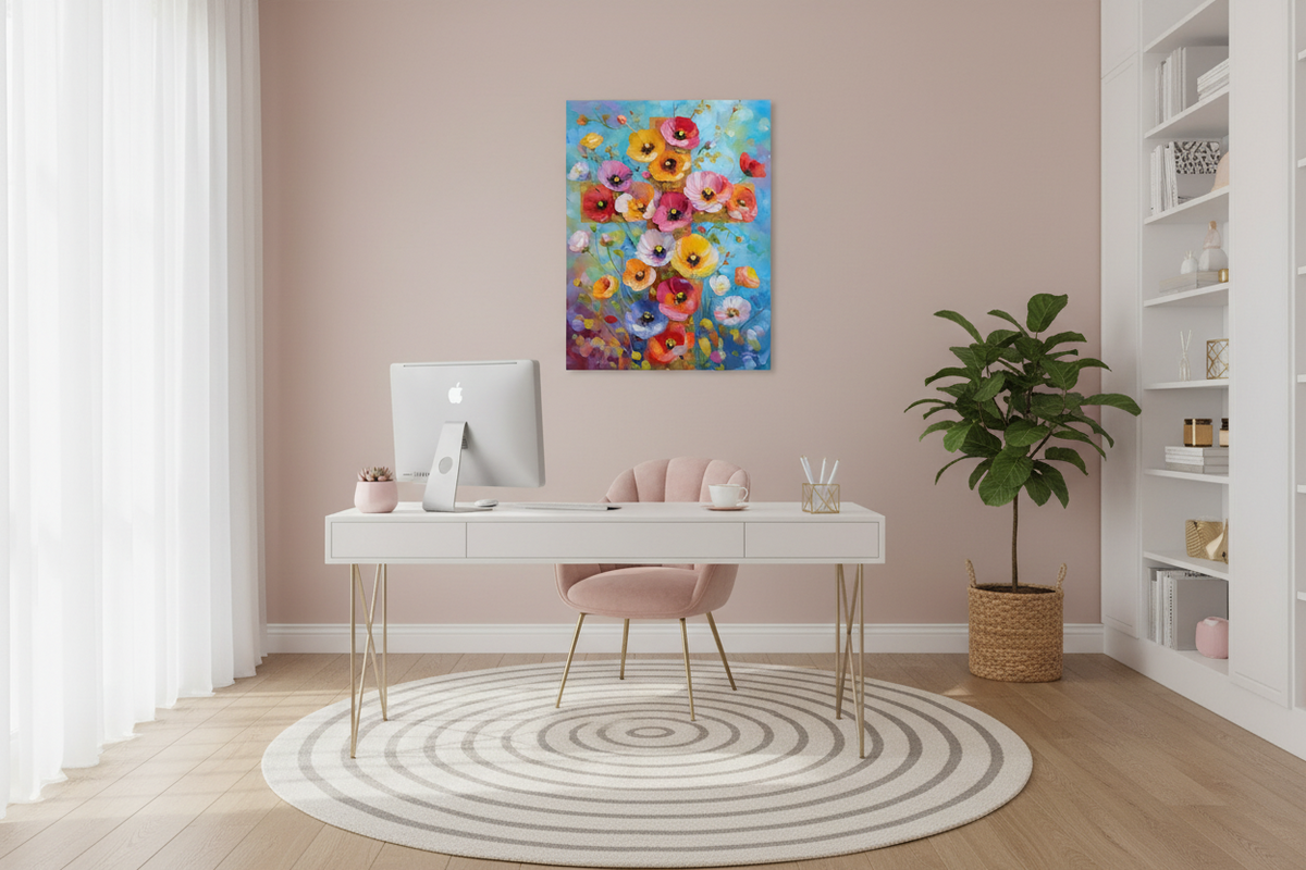 Blossoms of Faith – Colorful Floral Cross Christian Canvas Wall Art