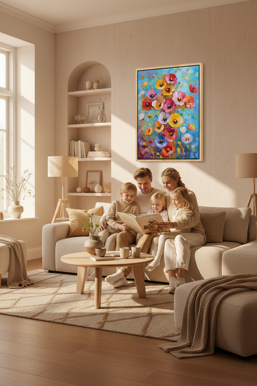 Blossoms of Faith – Colorful Floral Cross Christian Canvas Wall Art