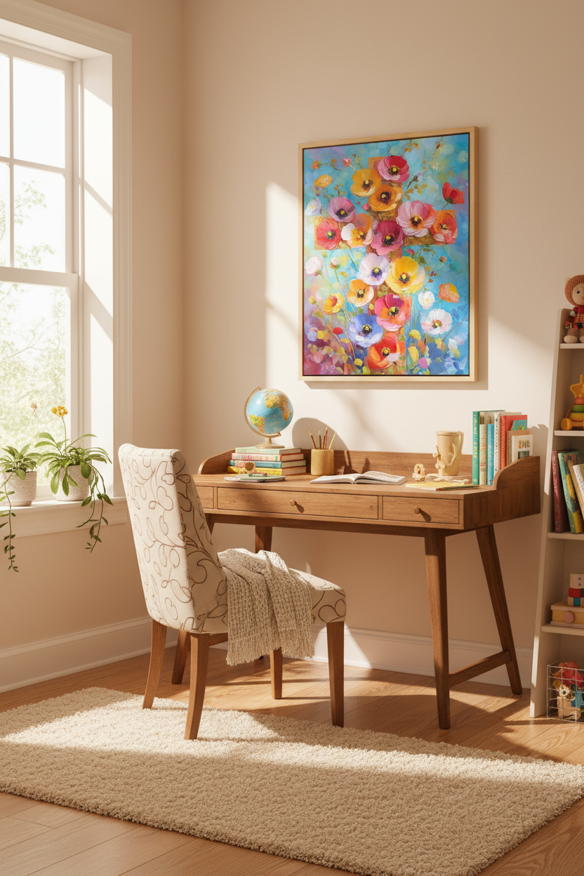 Blossoms of Faith – Colorful Floral Cross Christian Canvas Wall Art