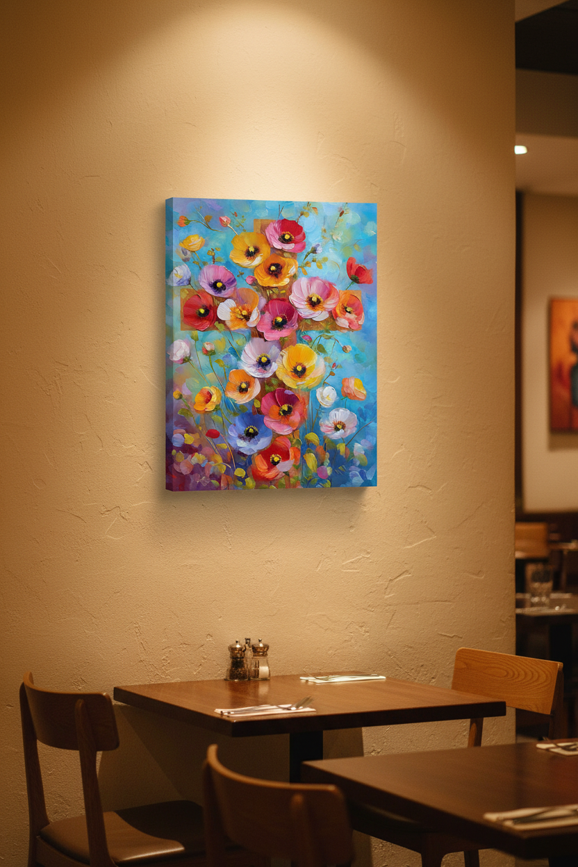 Blossoms of Faith – Colorful Floral Cross Christian Canvas Wall Art