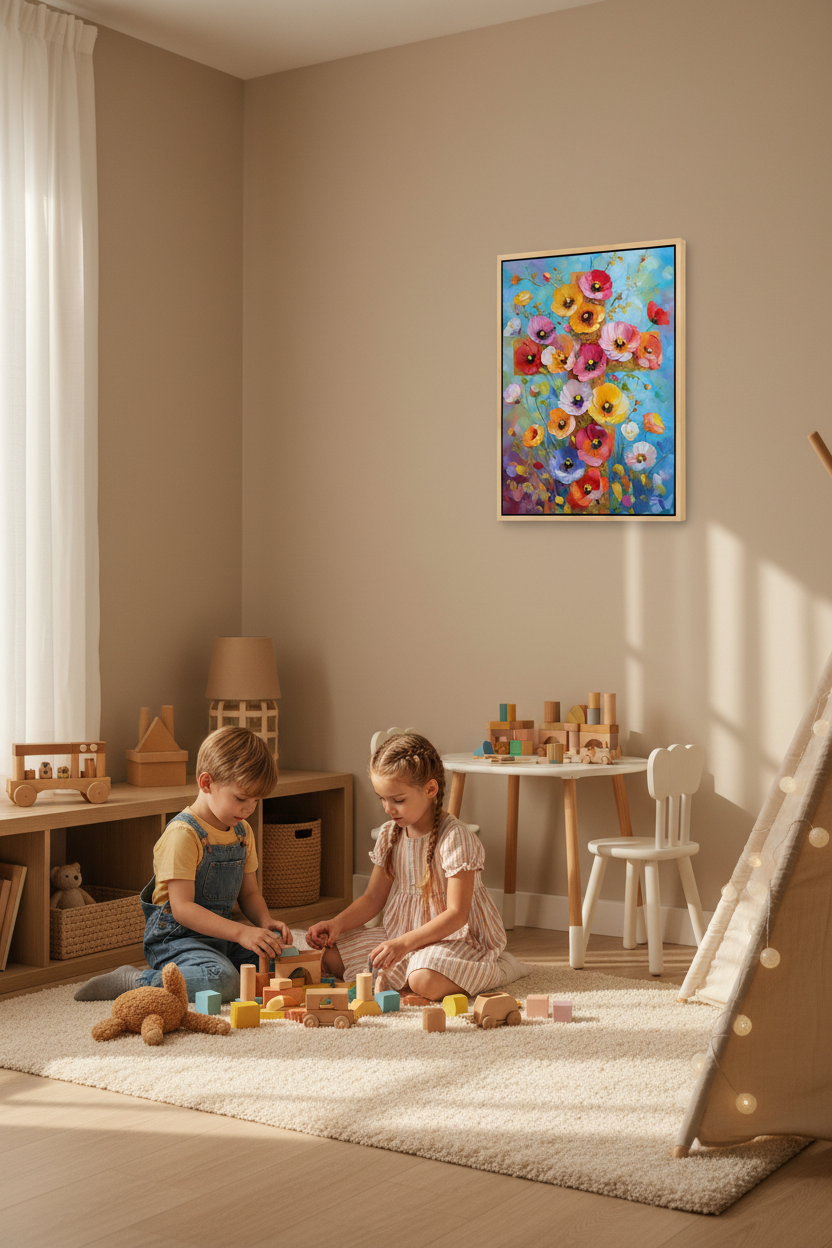 Blossoms of Faith – Colorful Floral Cross Christian Canvas Wall Art