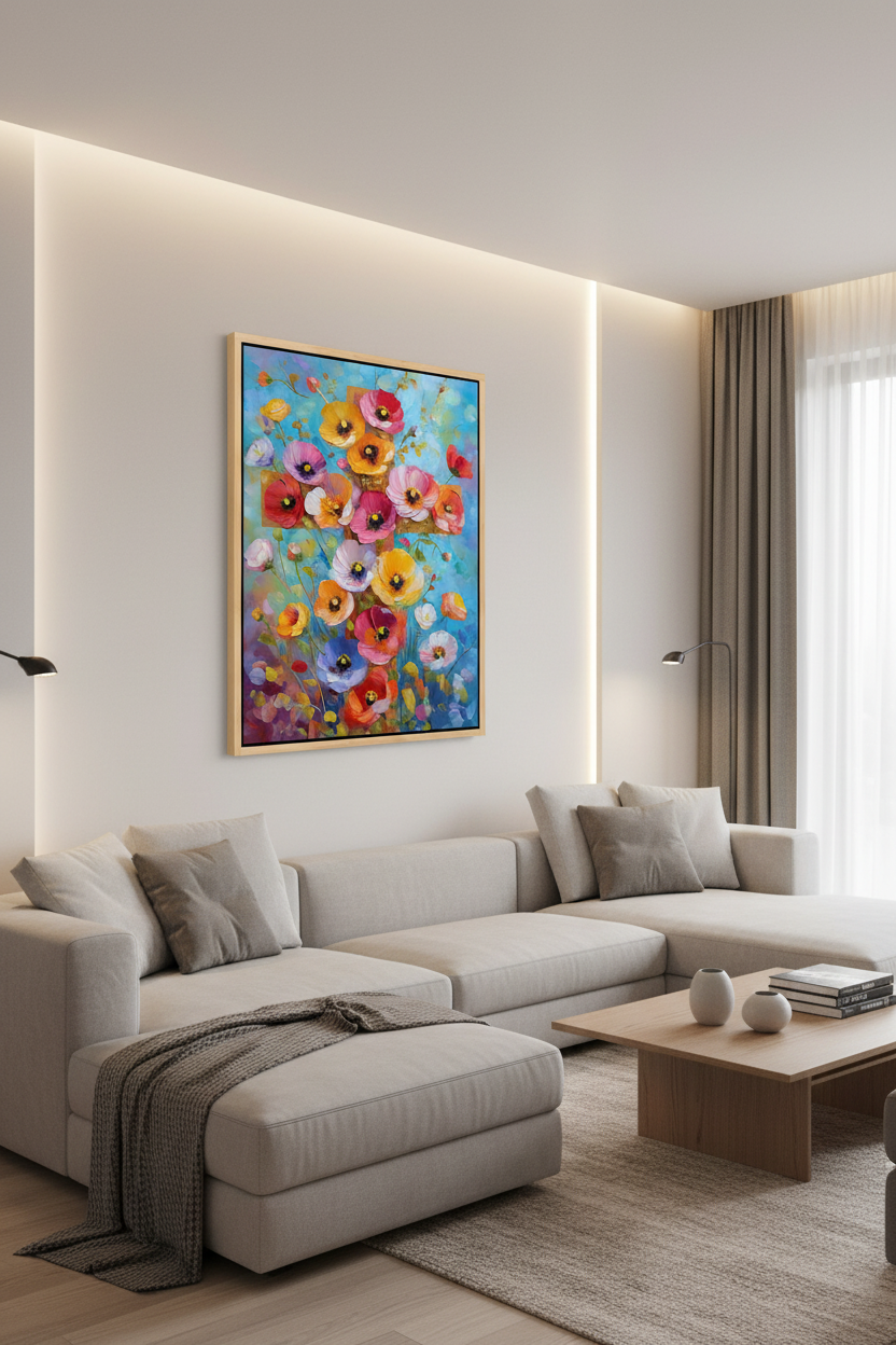 Blossoms of Faith – Colorful Floral Cross Christian Canvas Wall Art