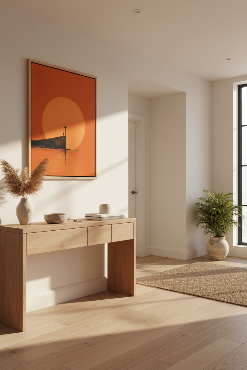 At the Edge of Faith – Minimalist Cross Sunset Christian Wall Art