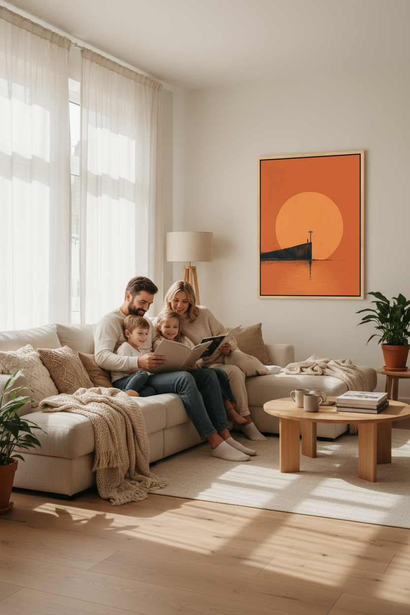At the Edge of Faith – Minimalist Cross Sunset Christian Wall Art