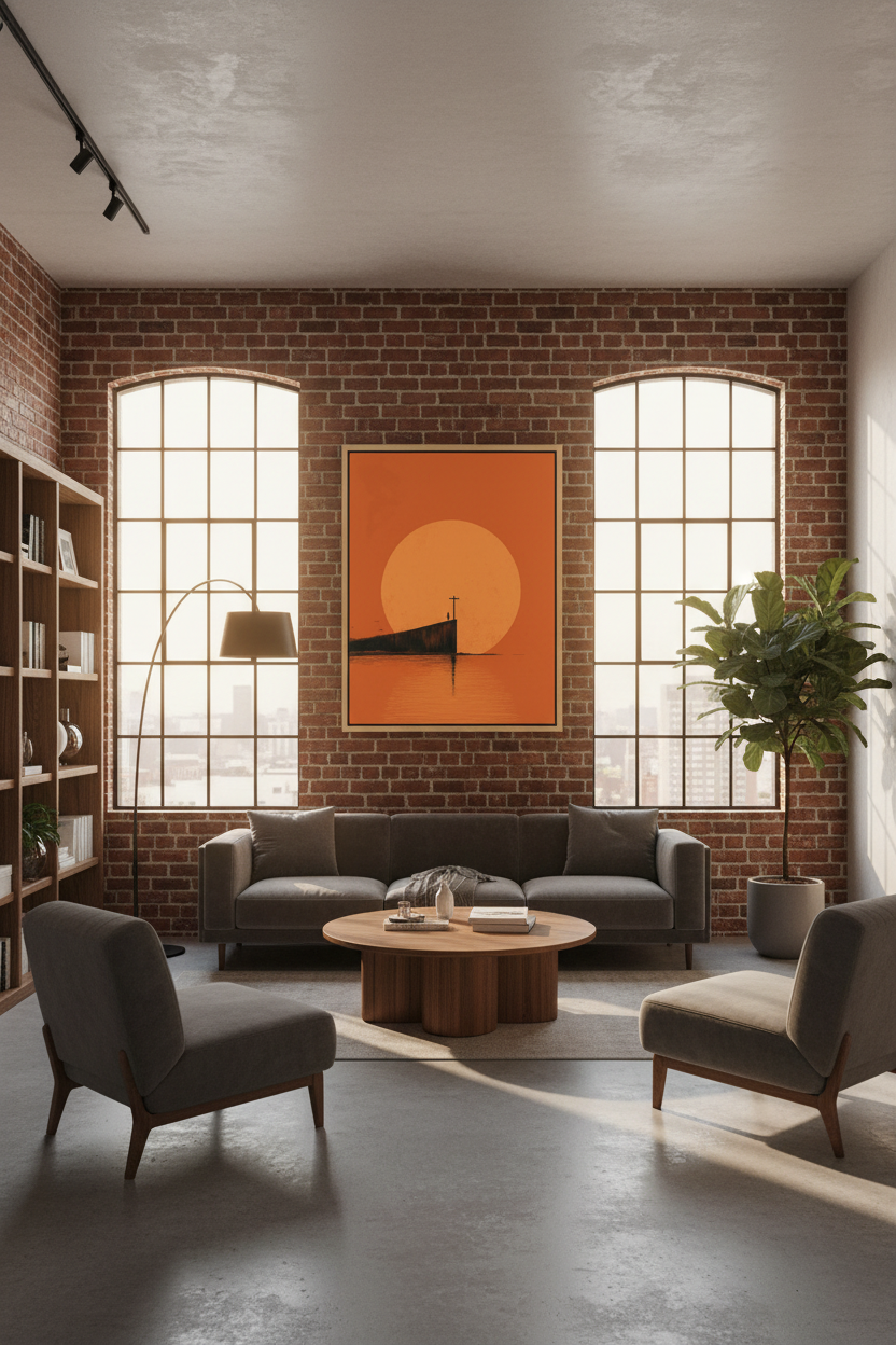 At the Edge of Faith – Minimalist Cross Sunset Christian Wall Art