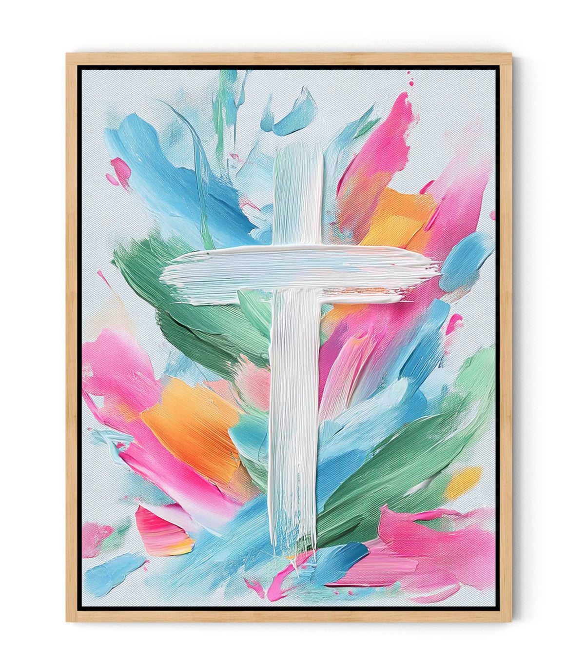 Colors of Grace – Colorful Abstract Cross Christian Wall Art