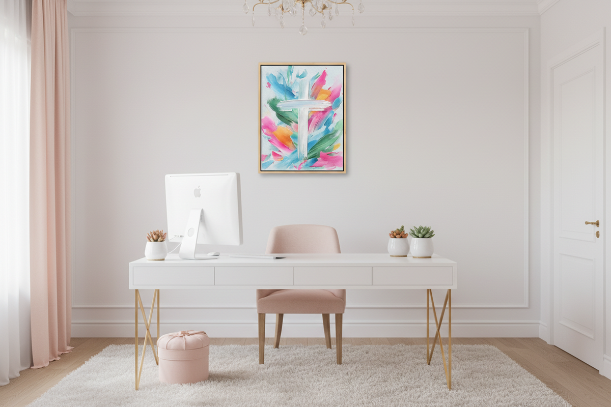 Colors of Grace – Colorful Abstract Cross Christian Wall Art