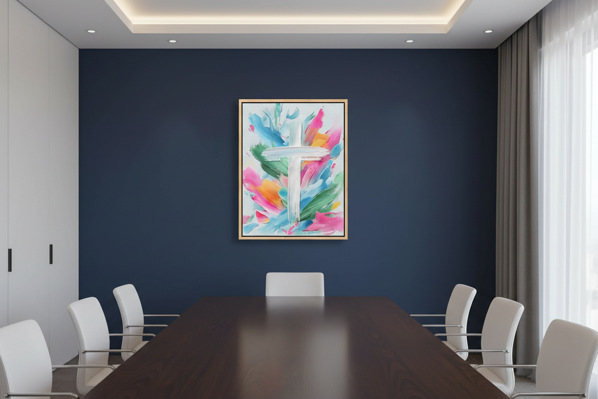 Colors of Grace – Colorful Abstract Cross Christian Wall Art