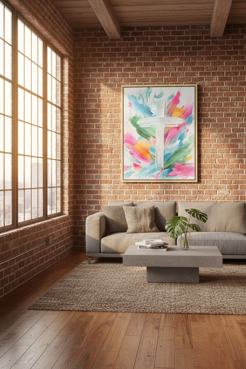 Colors of Grace – Colorful Abstract Cross Christian Wall Art