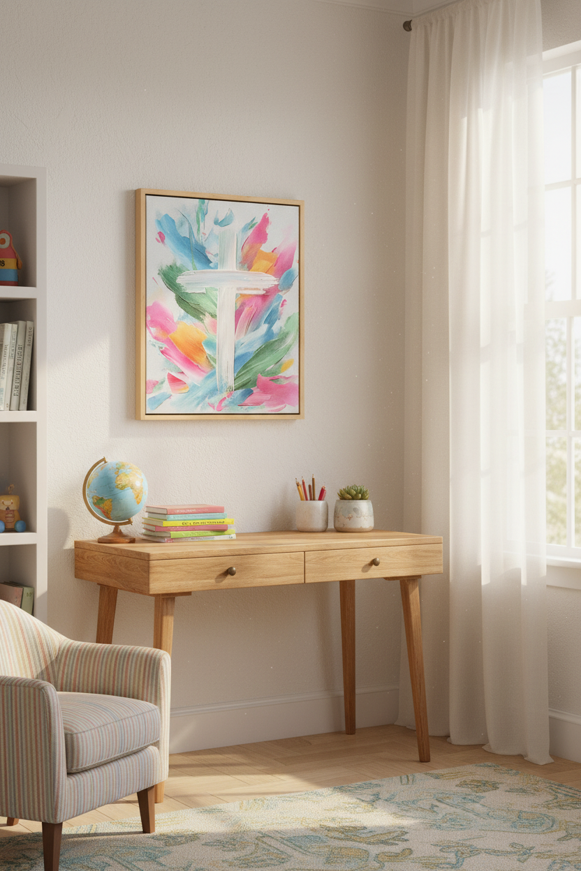 Colors of Grace – Colorful Abstract Cross Christian Wall Art