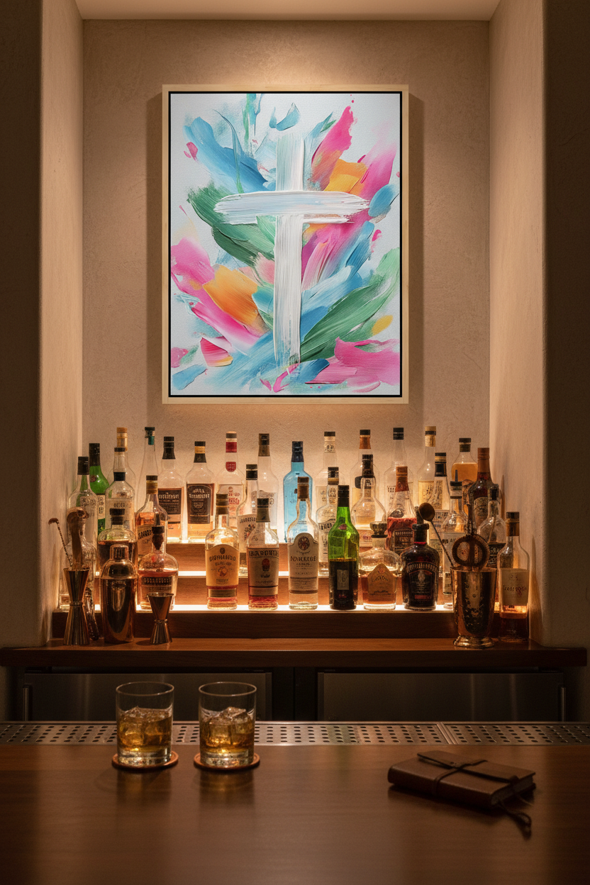 Colors of Grace – Colorful Abstract Cross Christian Wall Art
