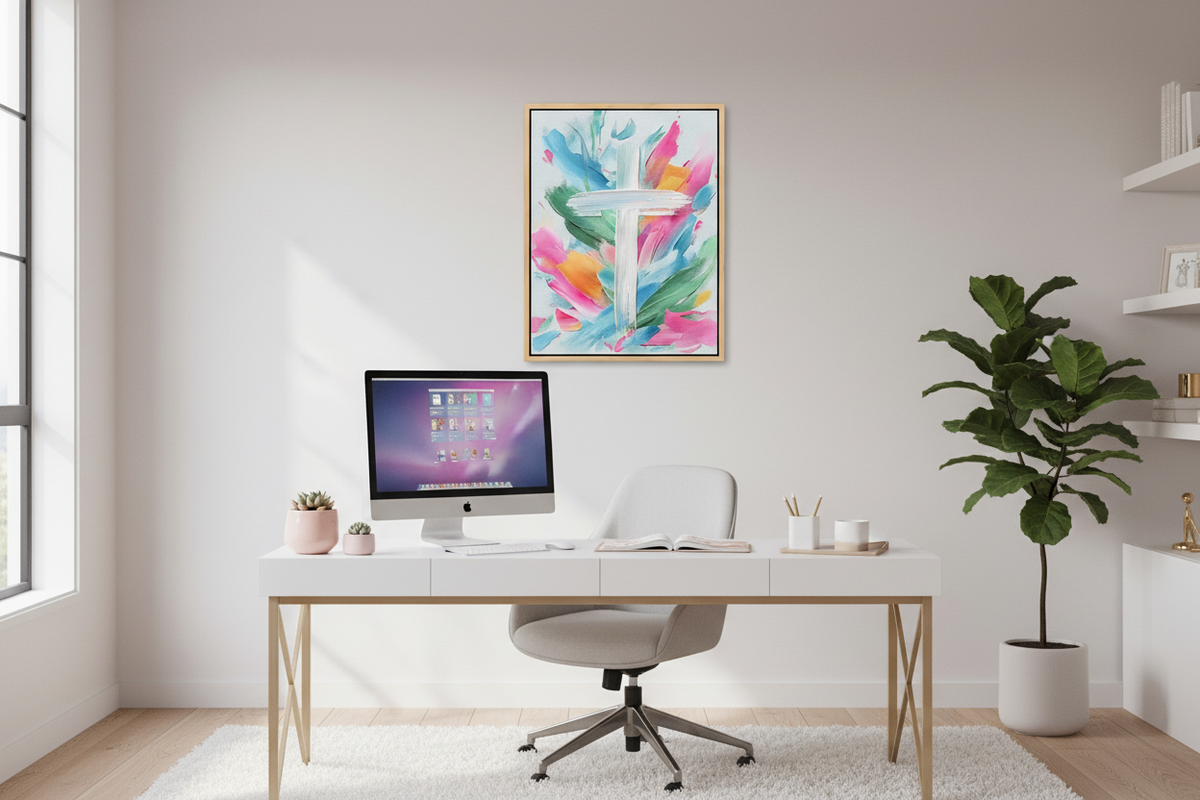 Colors of Grace – Colorful Abstract Cross Christian Wall Art