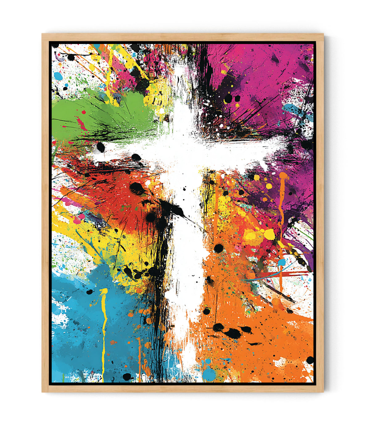 Faith in Full Color – Abstract Colorful Cross Christian Wall Art