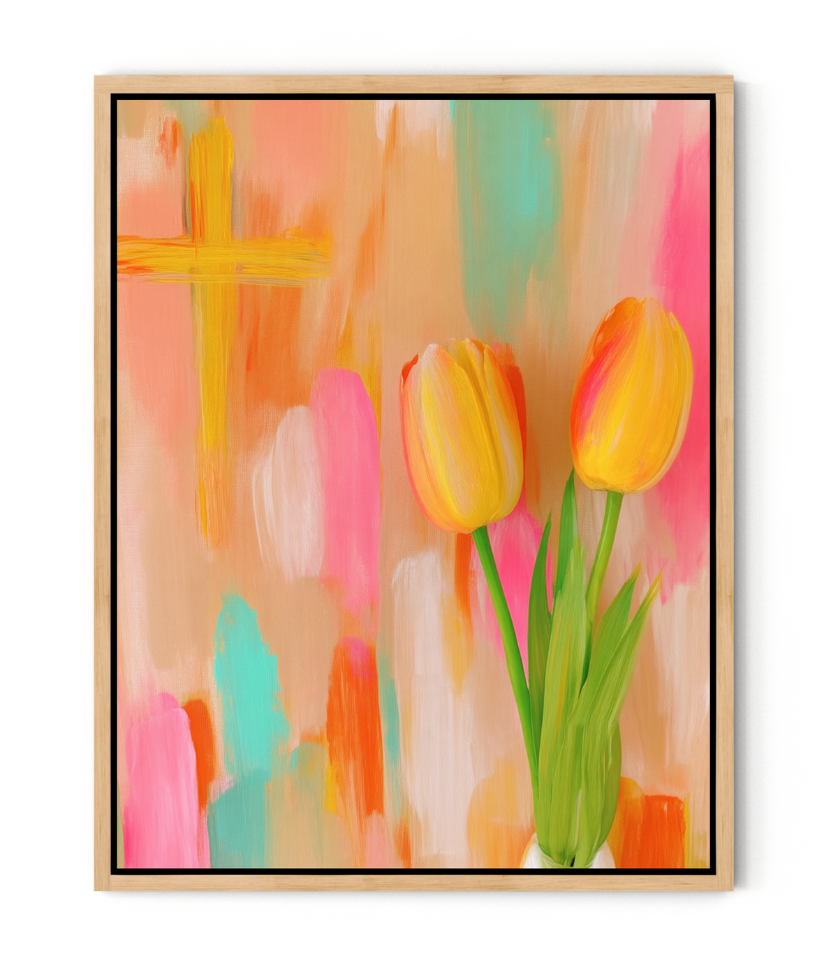 Tulips of Grace – Floral Cross Christian Wall Art