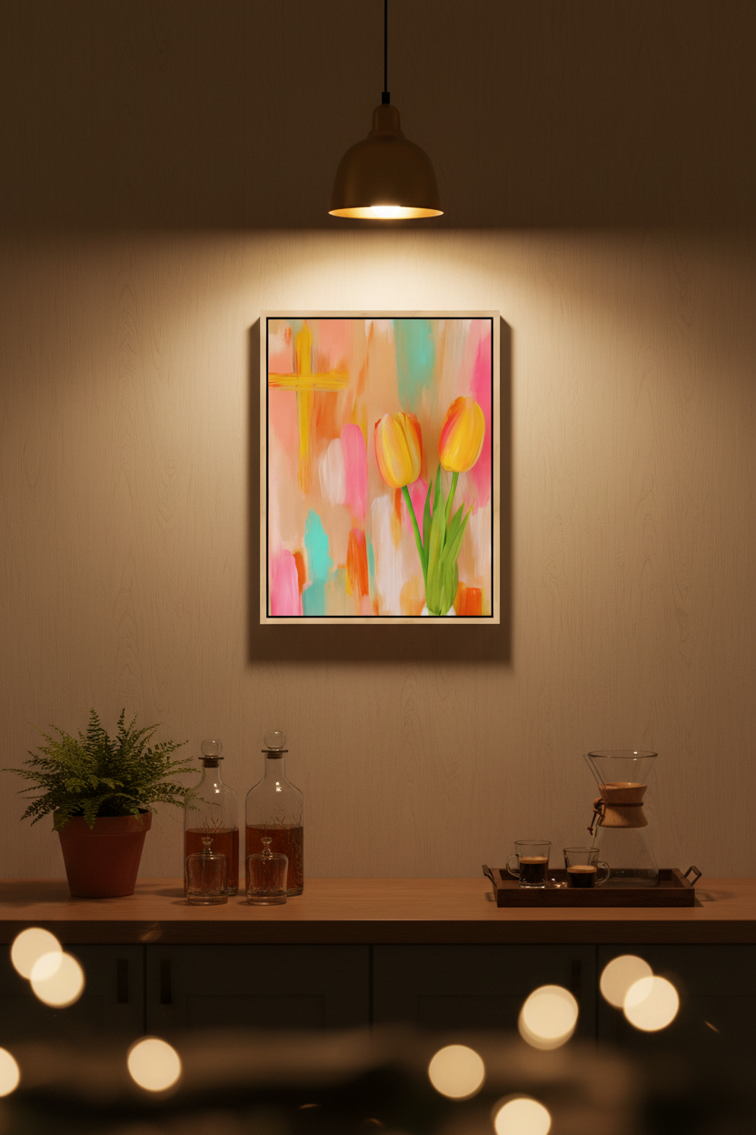 Tulips of Grace – Floral Cross Christian Wall Art