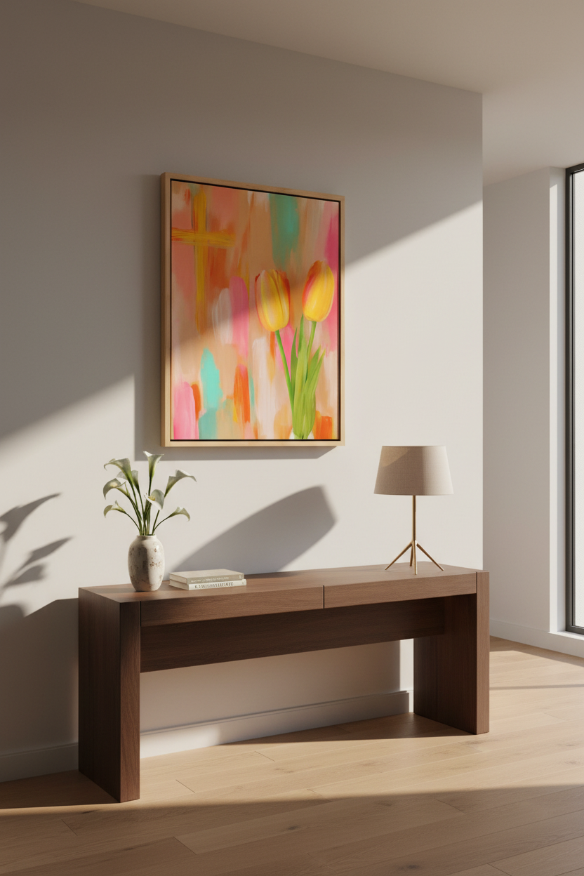 Tulips of Grace – Floral Cross Christian Wall Art