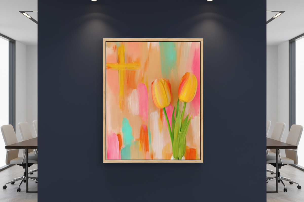 Tulips of Grace – Floral Cross Christian Wall Art